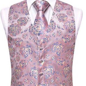 NWT XXL Men's Dress Vest Pink Floral Formal Wear For Men, Spring Wedding Attire